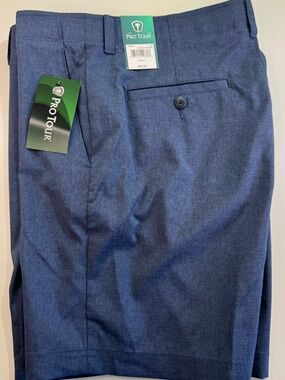 Pro Tour Golf Shorts Mens 34 Deep Navy Heather Stretch New With Tags $65 MSRP